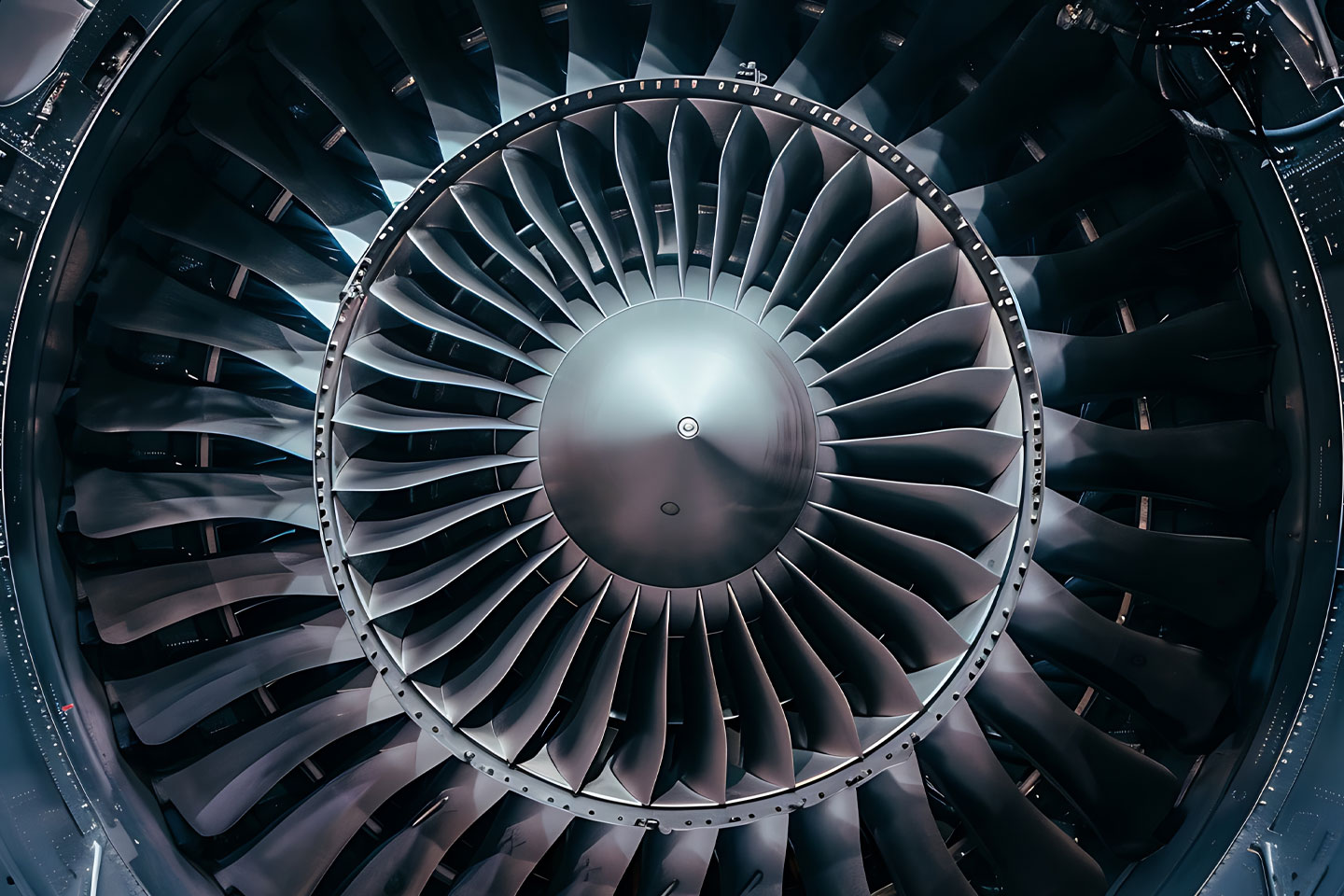 Dark Grey Airplane Turbine