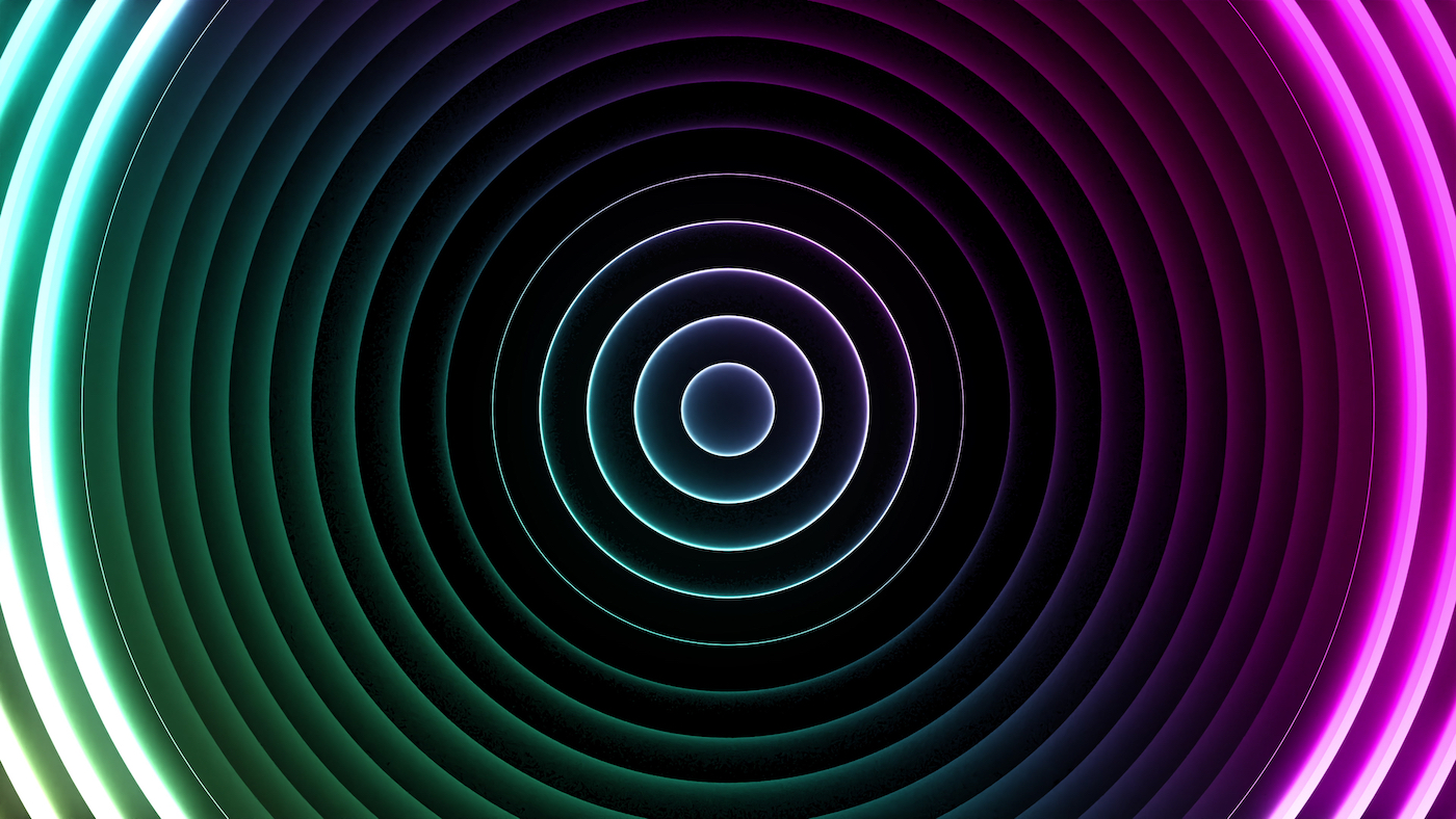 Colourful green and pink LED rings