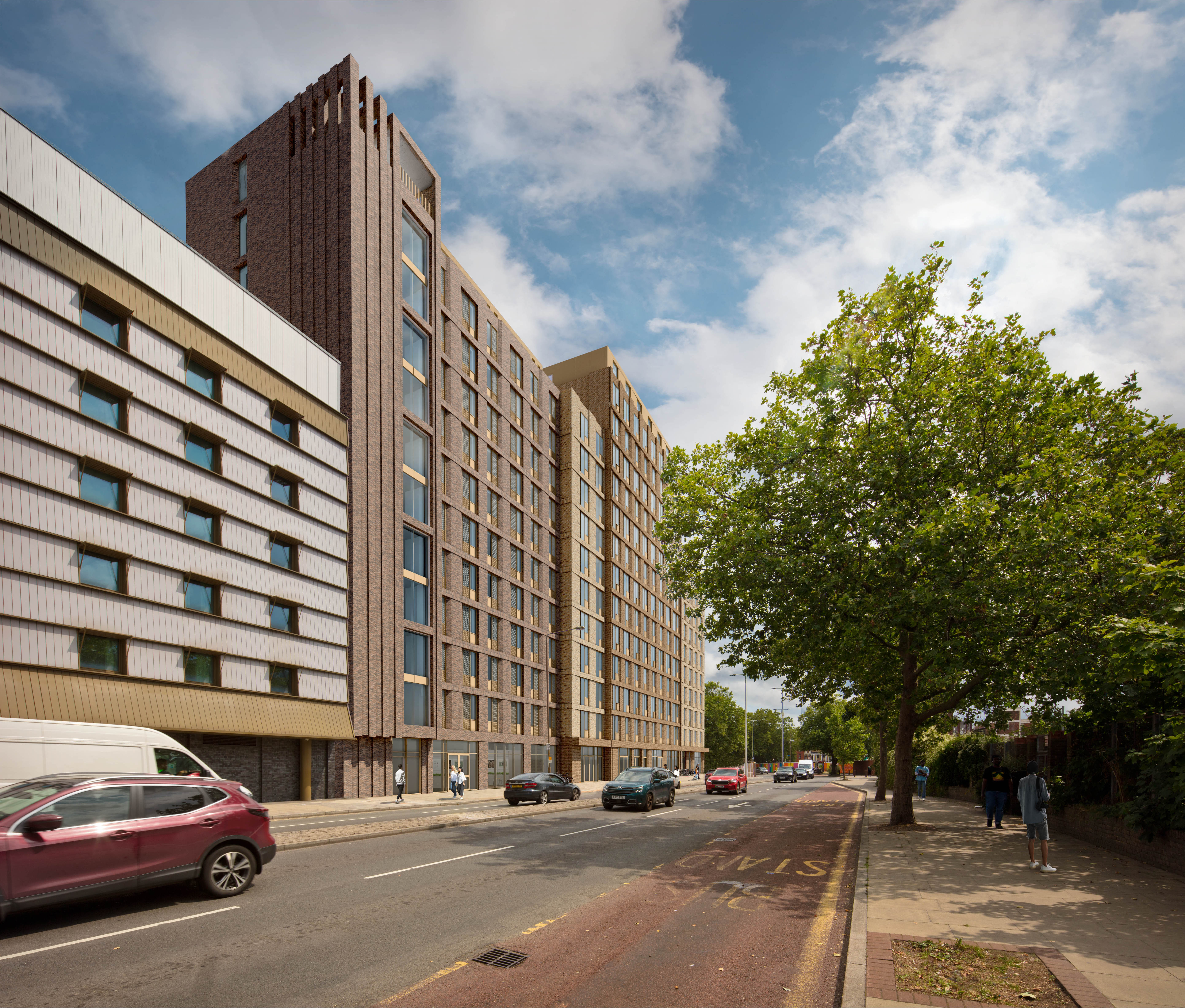 Beresford road with buildings and cars